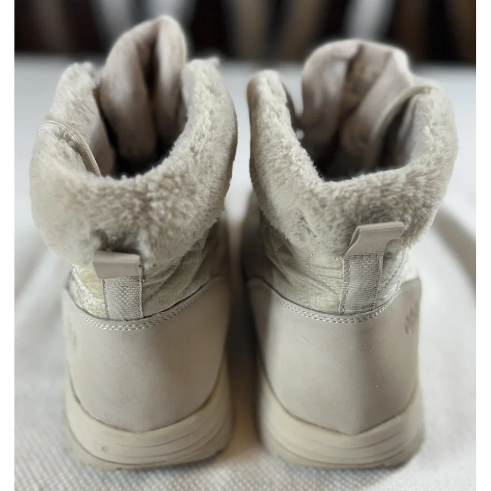 Ryka Aubonne Lace Shoes Womens Size 10M Beige Faux Fur Quilted Winter Boots Warm